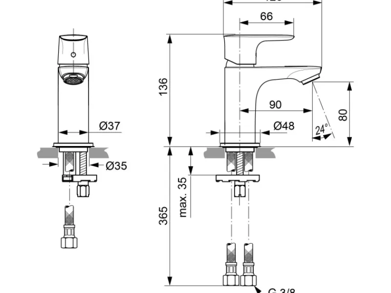 Ideal Standard Waschtischarmatur Connect Air Piccolo o. Ablaufg.< Einhebelmischer