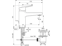 Ideal Standard Waschtischarmatur Ceraplan Chrom H90 Idealfix-Befestigung< Einhebelmischer