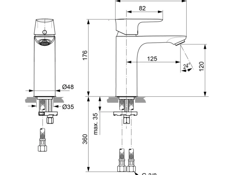 Ideal Standard Waschtischarmatur Connect Air Grande o. Ablaufg.< Einhebelmischer