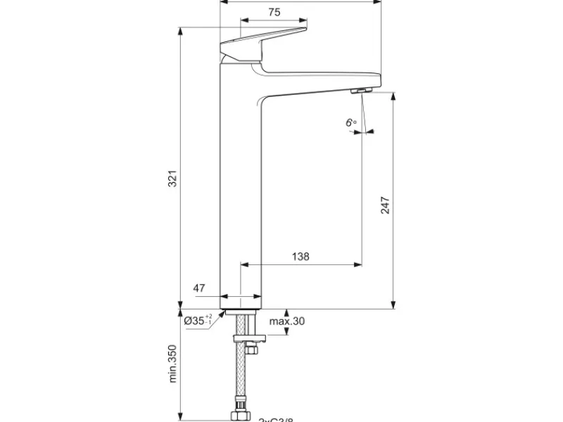 New Ideal Standard Waschtischarmatur Ceraplan Chrom ohne Ablaufgarnitur H250
