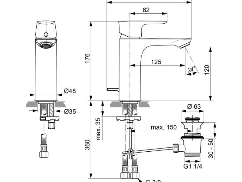 Ideal Standard Einhebelmischer<Waschtischarmatur Connect Air Grande