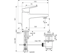 Ideal Standard Waschtischarmatur Ceraplan Chrom Niederdruck H90< Einhebelmischer
