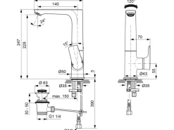 Ideal Standard Waschtischarmatur Connect Air m. hohem schwenkbarem Auslauf< Einhebelmischer|Zubehör Für Küchenarmatur