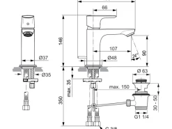 Ideal Standard Waschtischarmatur Connect Air Slim Brushed< Einhebelmischer
