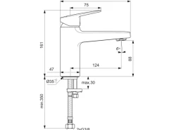 Outlet Ideal Standard Waschtischarmatur Ceraplan Chrom ohne Ablaufgarnitur H90