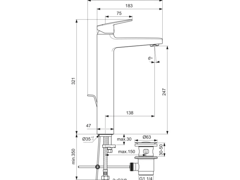 Ideal Standard Einhebelmischer<Waschtischarmatur Ceraplan Chrom H250