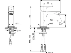 Outlet Ideal Standard Waschtischarmatur Connect Air Slim ohne Ablaufgarnitur Chrom