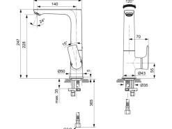 Ideal Standard WT-Armatur Connect Air mit hohem Auslauf o. Ablaufg. Brushed< Einhebelmischer