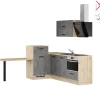 Impuls Küchen Einbauküche IKZ13509H 225 x 241 cm Beton-Optik  mit E-Geräten< Einbauküchen|Kühlschränke