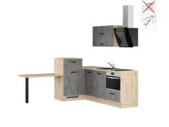 Impuls Küchen Einbauküche IBZ4350LH 225 x 241 cm Beton-Optik  ohne E-Geräte< Winkelküchen|Einbauküchen