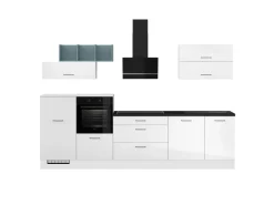 Online Impuls Küchen Küchenzeile IBZ4320BL 320 cm Hochglanz ohne E-Geräte Weiß