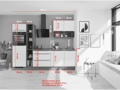 Hot Impuls Küchen Küchenzeile IBZ42807I 280 cm ohne E-Geräte Vulkanbraun
