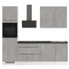 Outlet Impuls Küchen Küchenzeile IKZ1260R5 260 cm Beton-Optik Natur mit E-Geräten