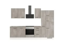 Hot Impuls Küchen Küchenzeile IBZ4310V9 310 cm -Optik natur ohne E-Geräte Beton