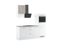 Discount Impuls Küchen Küchenzeile IKZ1215L4 215 cm Hochglanz mit E-Geräten Weiß