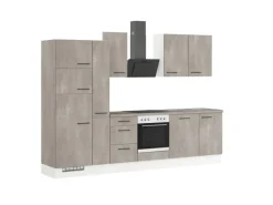 Impuls Küchen Küchenzeile IKZ1310V8 310 cm -Optik natur mit E-Geräten< Einbauküchen|Kühlschränke