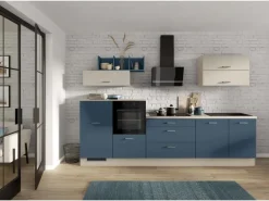 Impuls Küchen zeile 320 cm ohne E-Geräte Alby Blue links< Schrankküchen|Küchenschränke