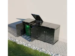 Juskys Vorratsbehälter<4er Metall Mülltonnenbox Arel