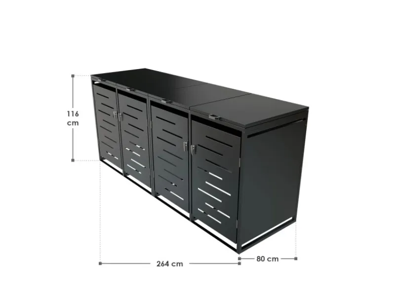 Juskys Vorratsbehälter<4er Metall Mülltonnenbox Arel