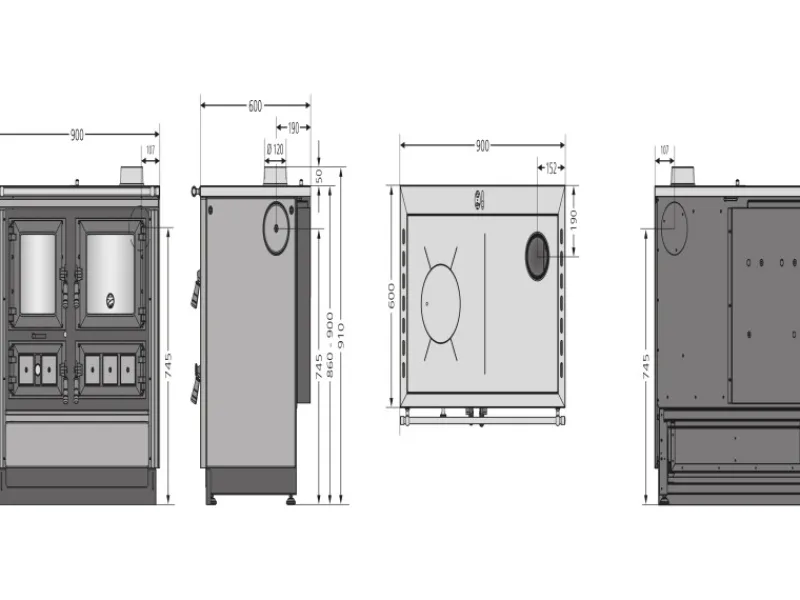 Justus Herde<Küchenofen Rustico 90 2.0 Stahl Schwarz 7 kW