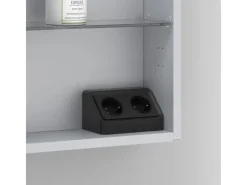 Einbauküchen<kalb Avena Angewinkelte Steckdose Mit 2x 230VAC Ausgang Schwarz inkl. Bohrschablone