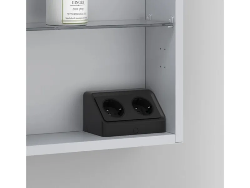 Einbauküchen<kalb Avena Angewinkelte Steckdose Mit 2x 230VAC Ausgang Schwarz inkl. Bohrschablone