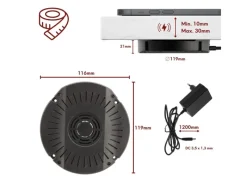New kalb DualCharge 10W Drahtlos Ladegerät Mit 15W USB Ausgang Unterbau Bis 30 mm Unsichtbar Induktionsladegerät Mit Lüfter Netzteil 1200 mm Kabel