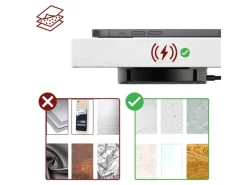 New kalb DualCharge 10W Drahtlos Ladegerät Mit 15W USB Ausgang Unterbau Bis 30 mm Unsichtbar Induktionsladegerät Mit Lüfter Netzteil 1200 mm Kabel
