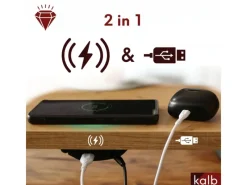 New kalb DualCharge 10W Drahtlos Ladegerät Mit 15W USB Ausgang Unterbau Bis 30 mm Unsichtbar Induktionsladegerät Mit Lüfter Netzteil 1200 mm Kabel