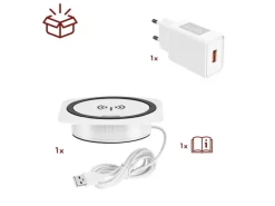 kalb Einbau Schnellladegerät 15W 7,5cm Druchmesser Kabelloses Laden 2x USB-Ports Induktionsladegerät Weiß< Haushaltsgeräte
