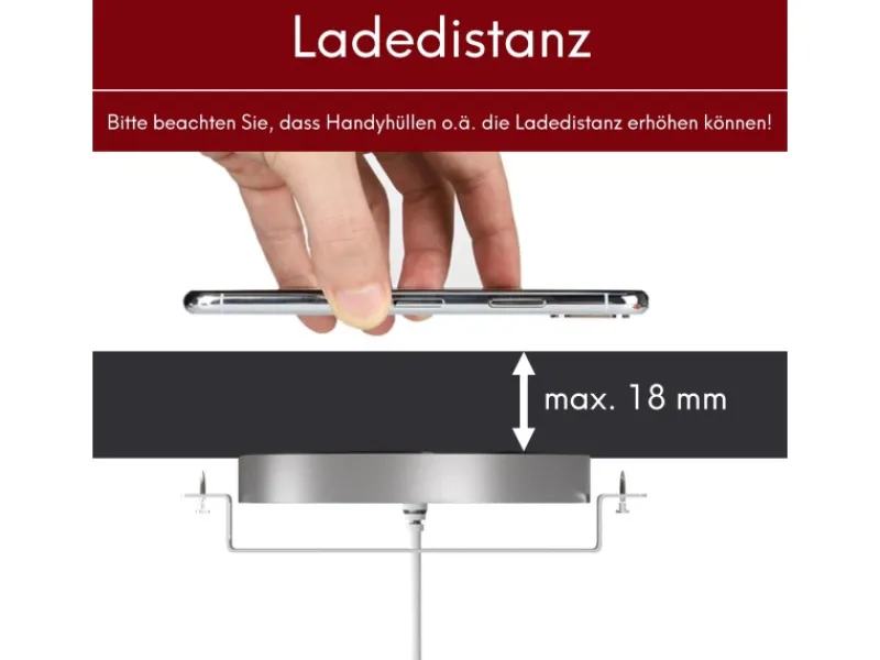 kalb 12VDC QI Unterbau Und Einbau Ladegerät Grau Ladedistanz 3 - 18 mm Wireless< Haushaltsgeräte