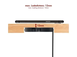 kalb 15W Unterbau Ladegerät Unsichtbar Durchmesser 85mm Induktive Ladestation Schwarz Montage Unter Möbelplatte Universell USB QC 3.0 Plug & Play
