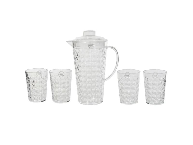 Kanne 2 l inkl. 4 Gläsern Kunststoff Transparent< Geschirr