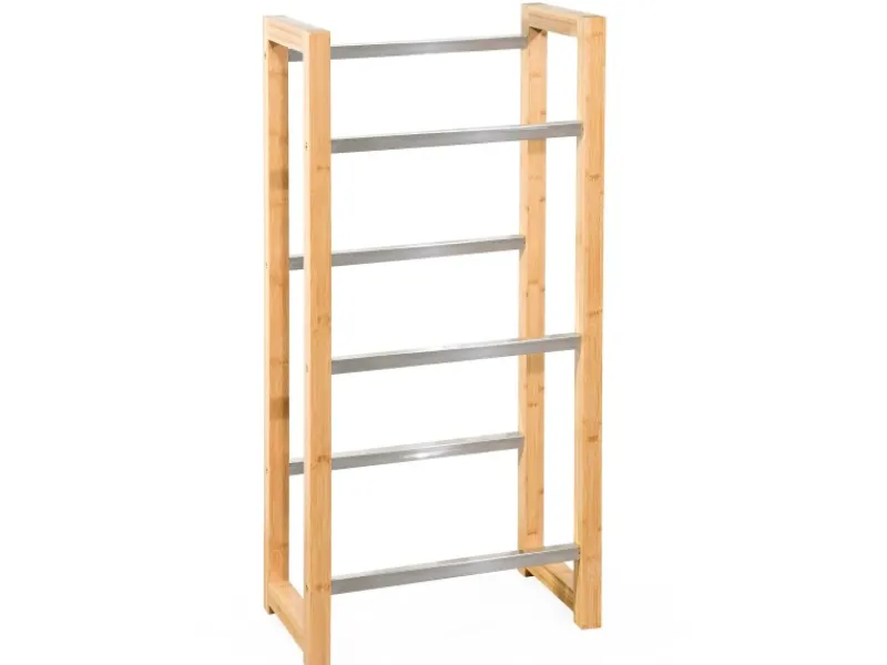 Outlet Karat Bambus-Flaschenkastenständer Flash - Robustes Lagerregal für Büro, Küche, Garage oder Flur - 112 x 56 x 32 cm