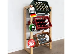 Outlet Karat Bambus-Flaschenkastenständer Flash - Robustes Lagerregal für Büro, Küche, Garage oder Flur - 112 x 56 x 32 cm
