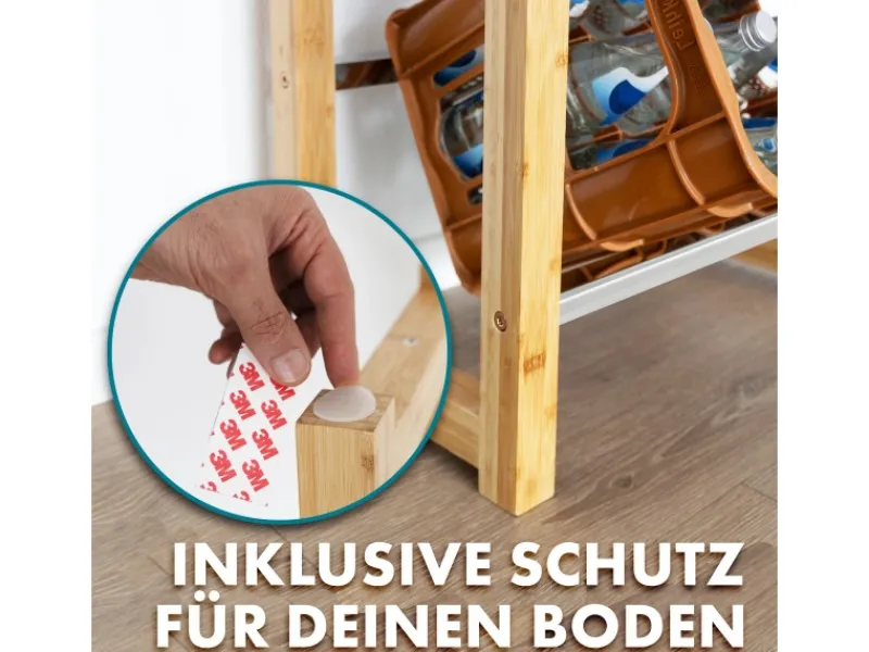 Outlet Karat Bambus-Flaschenkastenständer Flash - Robustes Lagerregal für Büro, Küche, Garage oder Flur - 112 x 56 x 32 cm