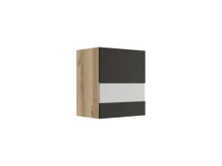 Optifit Küchen-Oberschrank m. Segmentglastür 50x57,6x34,6cm Noah420 Anthra. WildEiche NB< Küchenschränke