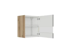 Optifit Küchen-Oberschrank m. Segmentglastür 50x57,6x34,6cm Noah420 Anthra. WildEiche NB< Küchenschränke