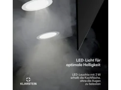 Klarstein Dunstabzugshauben-Filter<Alina Dunstabzugshaube EEK A Touch LED-Beleuchtung Abluft/Umluft 600 m³/h /Metallic