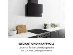 New Klarstein Amelia Dunstabzugshaube 123W 60x47x23,5cm LED-Beleuchtung Touch Glas Schwarz