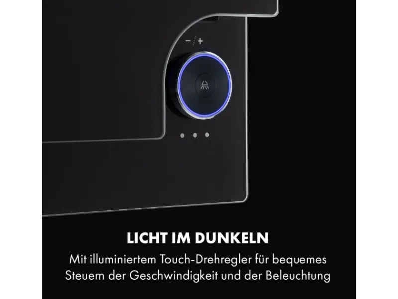 New Klarstein Amelia Dunstabzugshaube 123W 60x47x23,5cm LED-Beleuchtung Touch Glas Schwarz