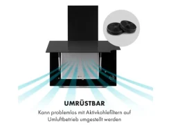 New Klarstein Amelia Dunstabzugshaube 123W 60x47x23,5cm LED-Beleuchtung Touch Glas Schwarz