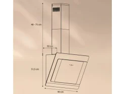 Hot Klarstein Aurora Eco 90 Dunstabzugshaube 550 m³/h 90cm Kopffrei Ambientelicht Schwarz