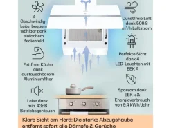 Klarstein Dunstabzugshauben-Filter|Einbauküchen<Clara 60 Dunstabzugshaube Glas 509 m³/h Touch Ambiente-Licht