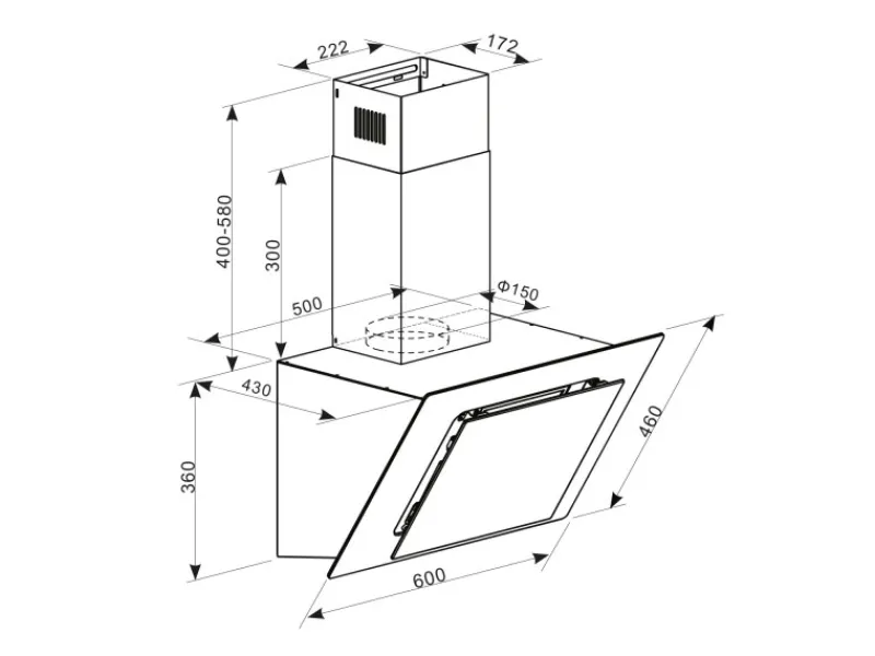 Klarstein Eleonora 60 Dunstabzugshaube 426 m³/h Touch-Panel Ambiente-Licht Schwarz< Dunstabzugshauben-Filter