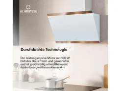 Outlet Klarstein FlashLine 60 Dunstabzugshaube A++ 524 m³/h 3 Stufen Touch Abluft/Umluft 100 W Weiß