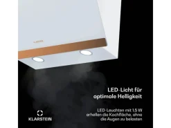Outlet Klarstein FlashLine 60 Dunstabzugshaube A++ 524 m³/h 3 Stufen Touch Abluft/Umluft 100 W Weiß