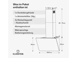 Klarstein FlashLine Dunstabzugshaube A++ 524m³/h 3 Stufen Touch LED Abluft/Umluft 100W< Dunstabzugshauben-Filter