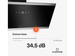 Klarstein FlashLine Dunstabzugshaube 90cm A++ 524m³/h 3 Stufen Touch LED Abluft/Umluft 100W Schwarz