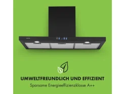 Klarstein Limelight Dunstabzugshaube 90cm Wandhaube 600m³/h Schwarz< Dunstabzugshauben-Filter|Herde